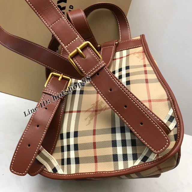 Burberry專櫃新款中古馬仔料雙肩背包 巴寶莉女款後背包 yxb1141